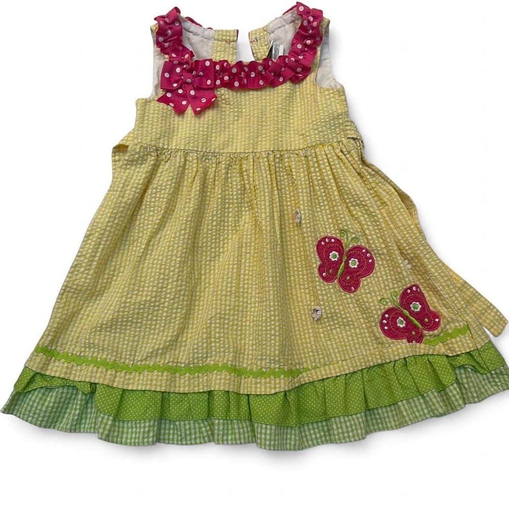 Girls Yellow and green gingham dress 4t